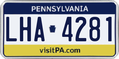 PA license plate LHA4281