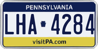 PA license plate LHA4284