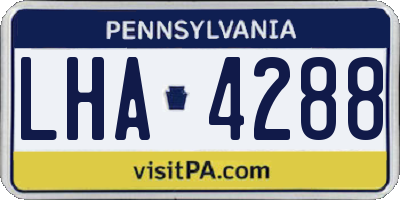 PA license plate LHA4288