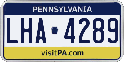 PA license plate LHA4289