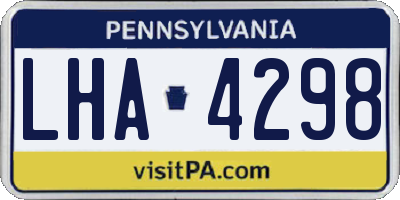 PA license plate LHA4298