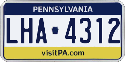 PA license plate LHA4312