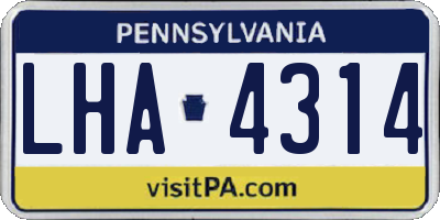 PA license plate LHA4314