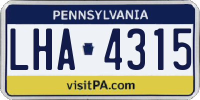 PA license plate LHA4315