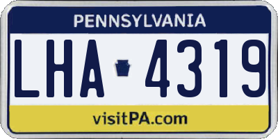 PA license plate LHA4319