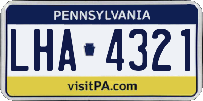 PA license plate LHA4321