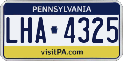 PA license plate LHA4325
