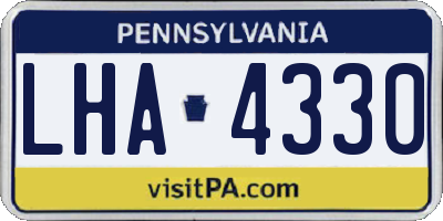 PA license plate LHA4330