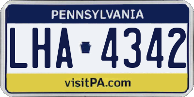 PA license plate LHA4342