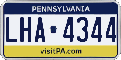 PA license plate LHA4344