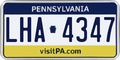 PA license plate LHA4347