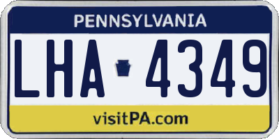 PA license plate LHA4349