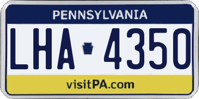 PA license plate LHA4350