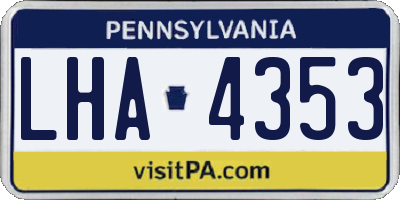 PA license plate LHA4353
