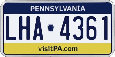 PA license plate LHA4361