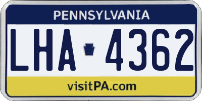 PA license plate LHA4362