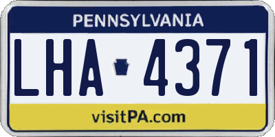 PA license plate LHA4371