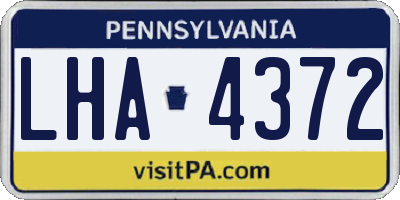PA license plate LHA4372