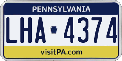 PA license plate LHA4374