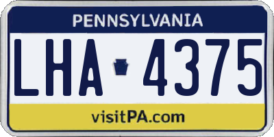 PA license plate LHA4375