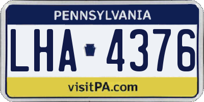 PA license plate LHA4376
