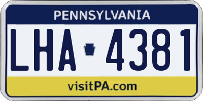PA license plate LHA4381