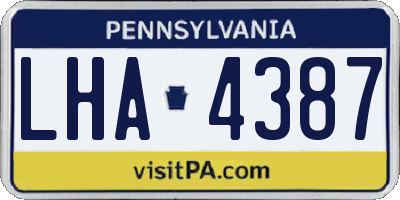 PA license plate LHA4387
