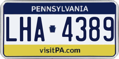 PA license plate LHA4389