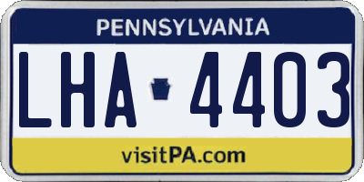 PA license plate LHA4403