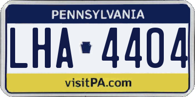 PA license plate LHA4404