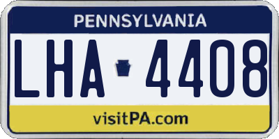 PA license plate LHA4408