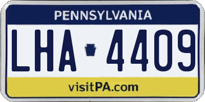 PA license plate LHA4409