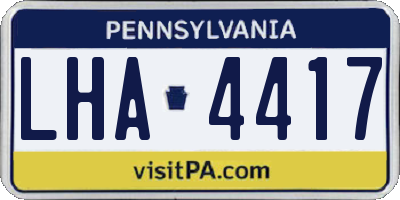 PA license plate LHA4417