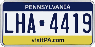 PA license plate LHA4419