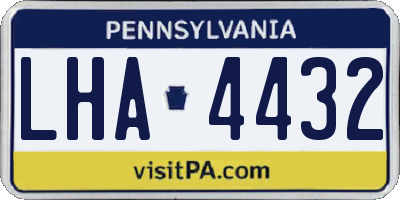 PA license plate LHA4432