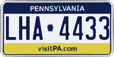 PA license plate LHA4433