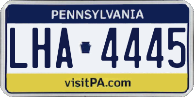 PA license plate LHA4445