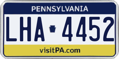 PA license plate LHA4452