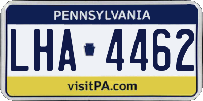 PA license plate LHA4462