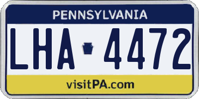 PA license plate LHA4472