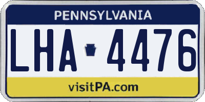 PA license plate LHA4476