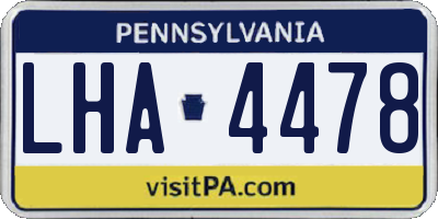 PA license plate LHA4478
