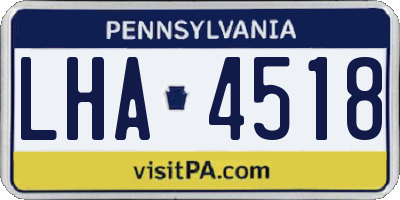 PA license plate LHA4518