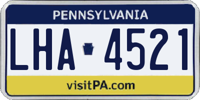 PA license plate LHA4521
