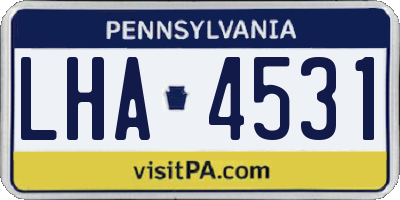 PA license plate LHA4531