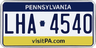 PA license plate LHA4540