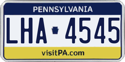 PA license plate LHA4545