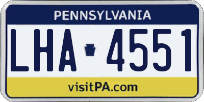 PA license plate LHA4551