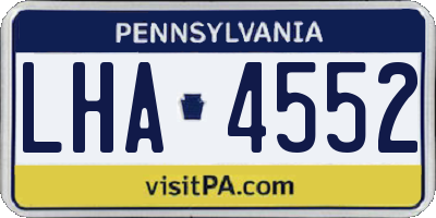 PA license plate LHA4552