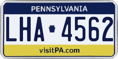 PA license plate LHA4562